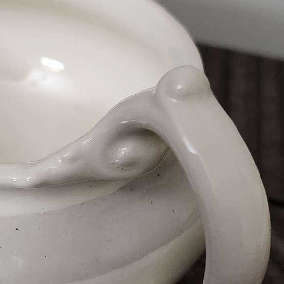 Vintage Homer Laughlin Nautilus Grey Gardenia Footed Sugar Bowl Lid Creamer Set - Picture 5 of 13